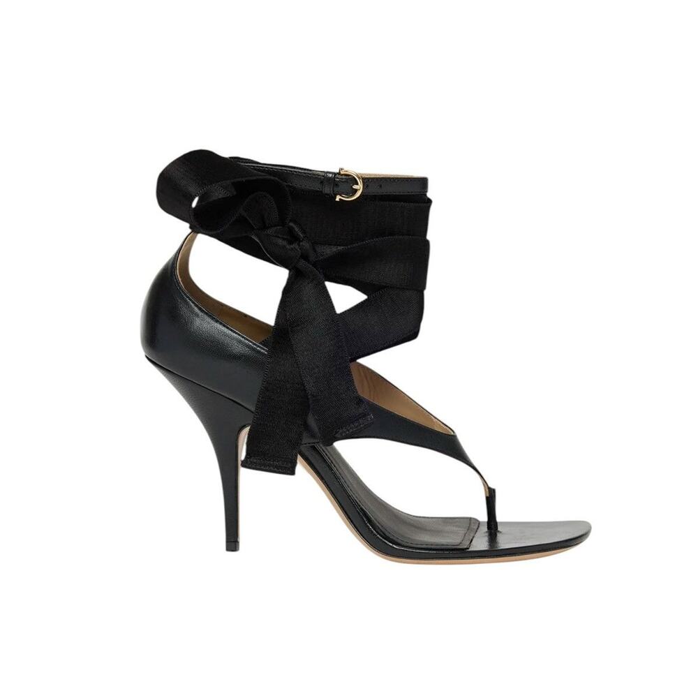 Leliu leather thong heels